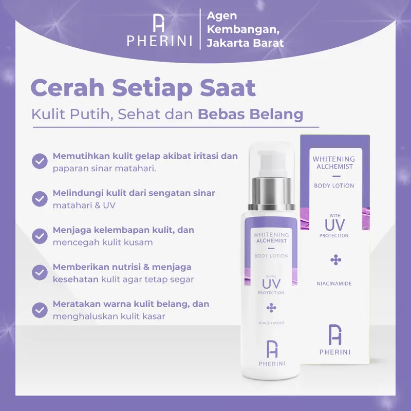 Pherini Whitening Body Lotion Alchemist With UV Protection Niacinamide Memutihkan dan Menghaluskan Setiap Jengkal Kulit 3