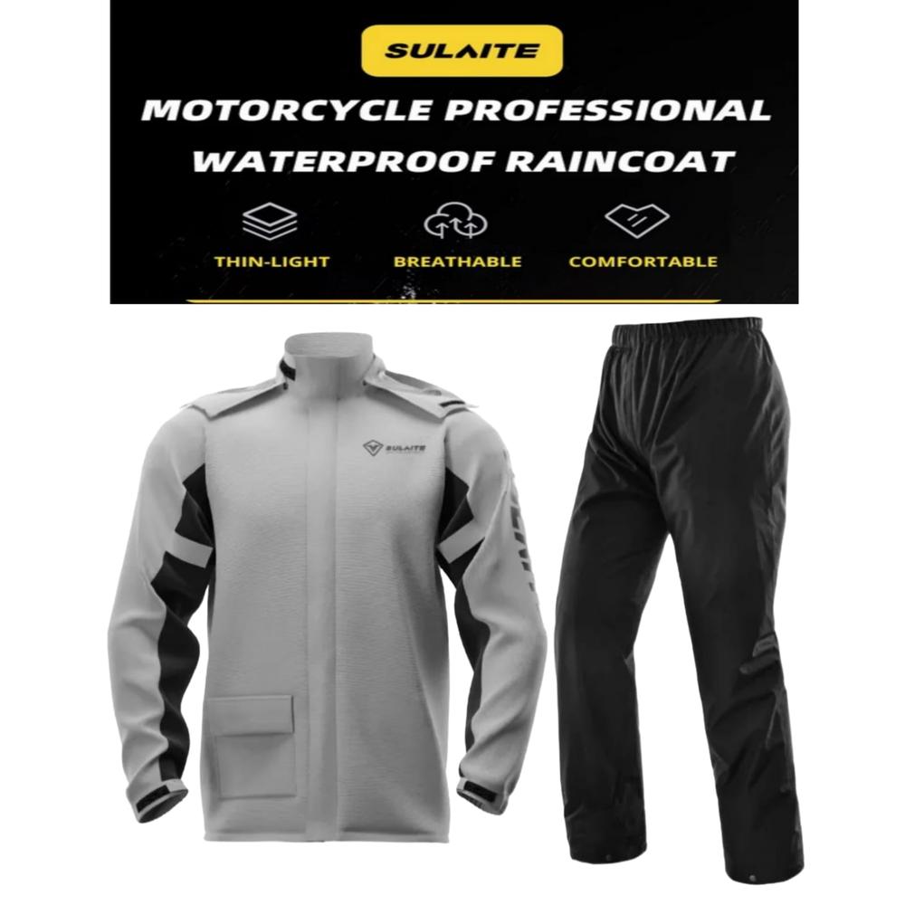 SULAITE Waterproof Rainwear Motorcycle Rain Coat With Cover Jas Hujan Pemotor 0901 - Hitam, M