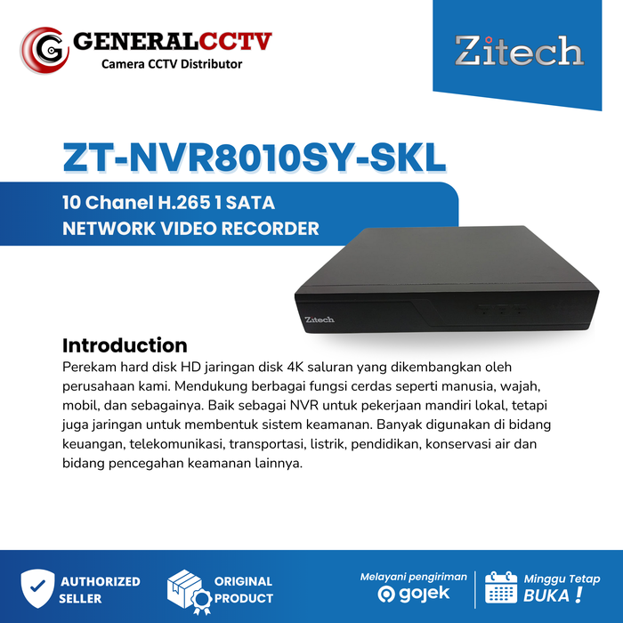 Gambar Zitech NVR ZT-NVR8010SY-SKL 10Channel Support H.265 1SATA NETWORK VIDEO RECORDER dari General CCTV Kota Administrasi Jakarta Barat Tokopedia