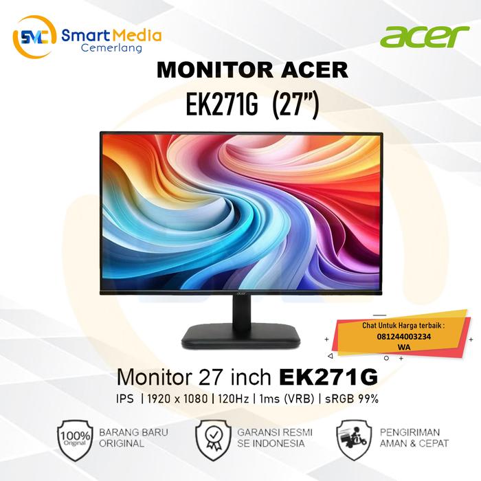 Gambar Acer EK271G - 27" IPS FHD 120Hz 1ms HDMI VGA dari Smart Media Computer Kota Makassar Tokopedia