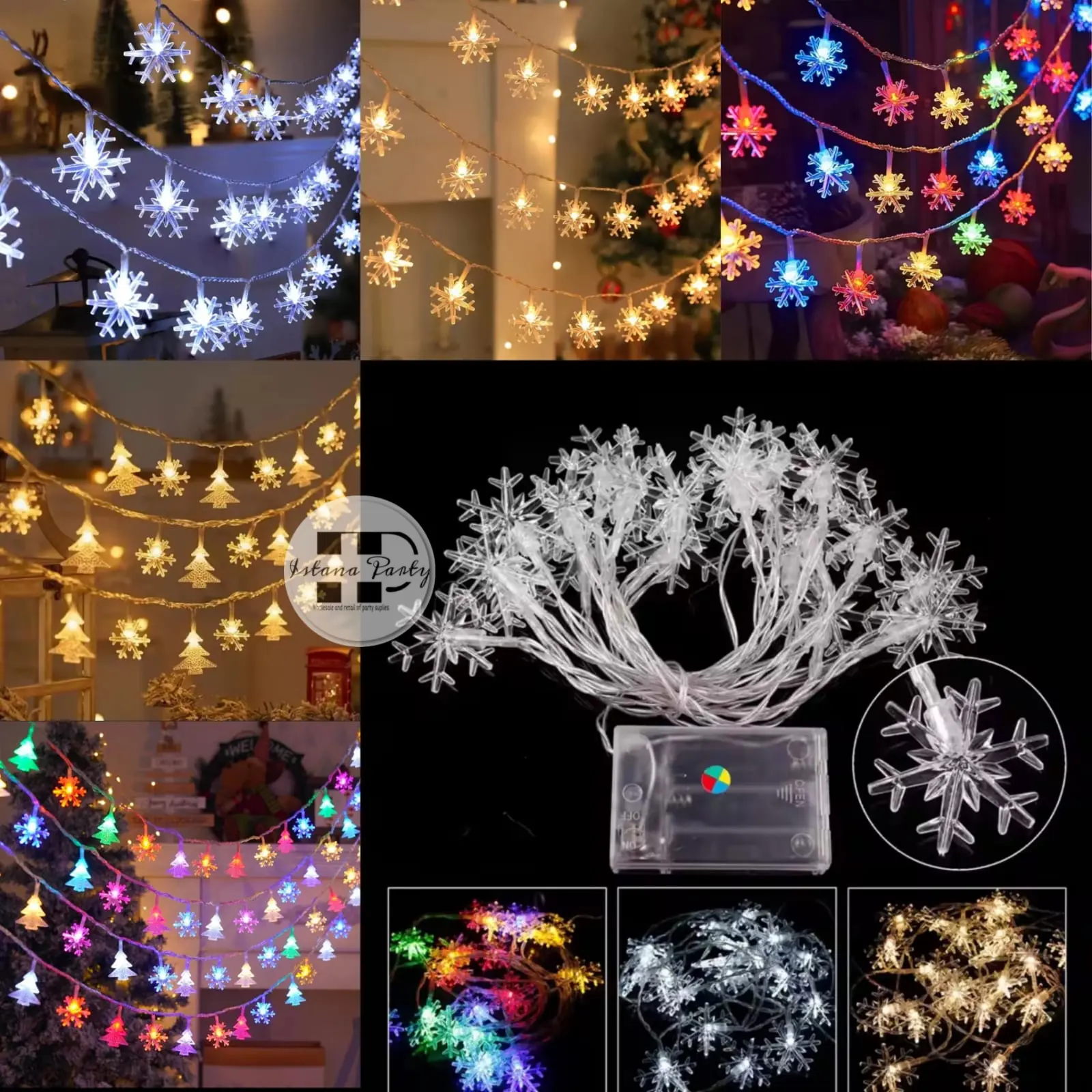 6782 Lampu Tumblr LED Snowflake Battery / Lampu LED  pohon natal 3 Meter