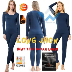 Long Jhon bahan bulu halus bagian dalam Setelan Heat tech longjhon heat tech WANITA hangat untuk cuaca dingin Navy