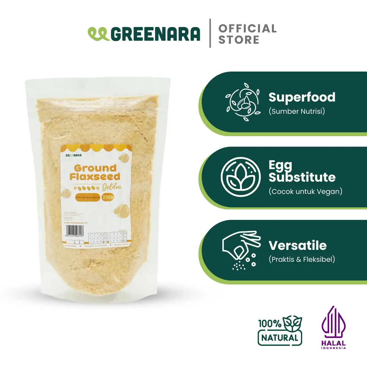 Bubuk Biji Rami Emas 250gr / Ground Golden Flaxseed