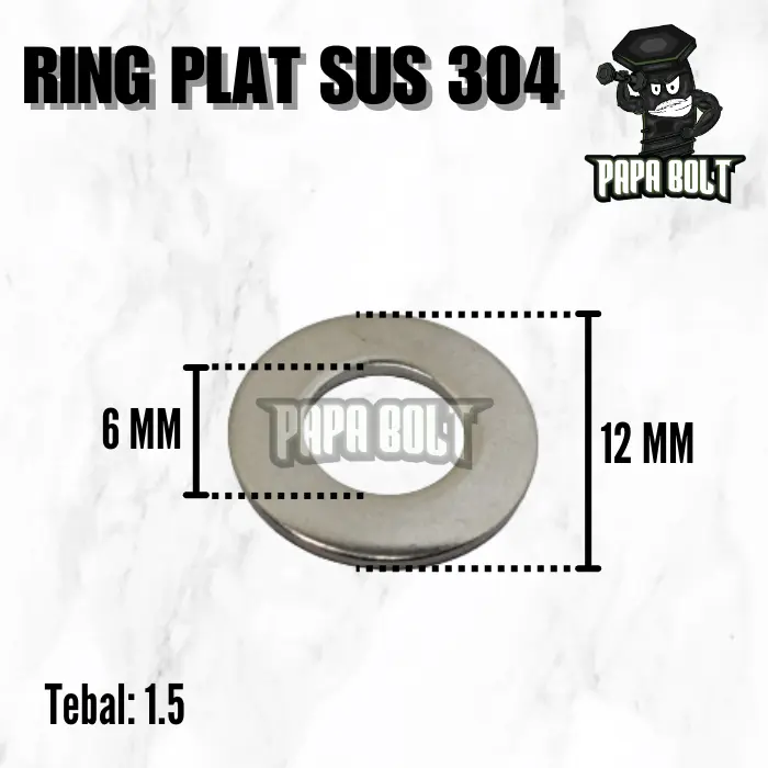 Ring Plat Stainless Steel 304 SS304 M6 / Washer Plate WP 6mm