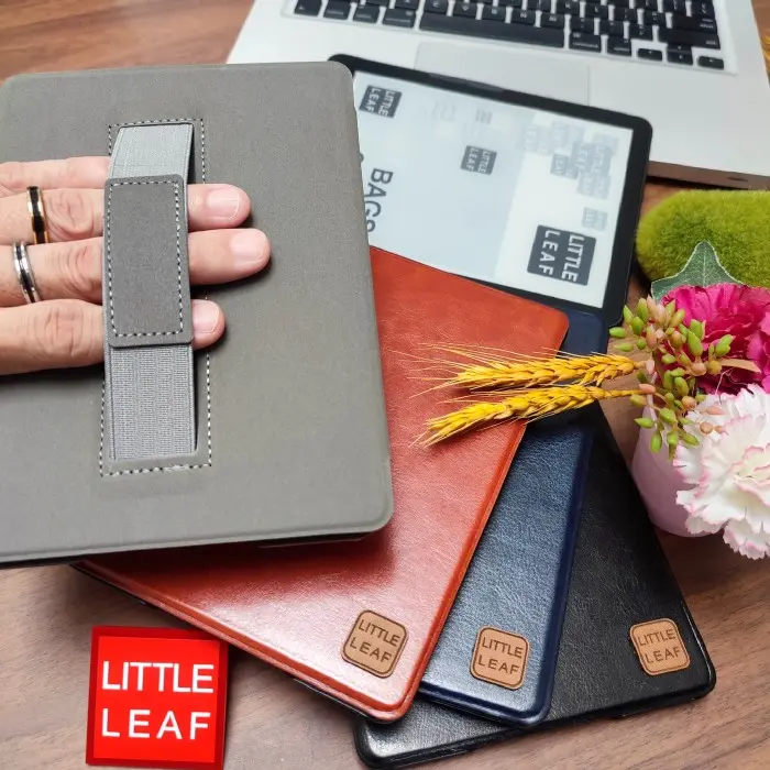 Smart Case Kindle Paperwhite 12th 2024 Leather Cover Handgrip Casing Handstrap Little Leaf