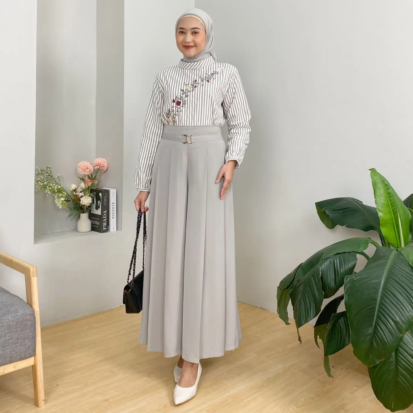 Mira Kulot | Celana Kulot Rok Pinggang Belt Hias | Celana Rok Kerja