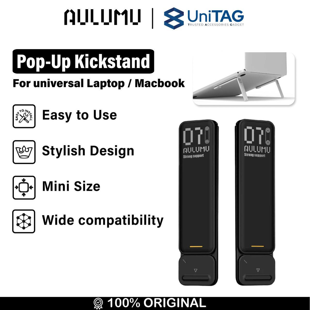 Aulumu POP-UP Laptop Kickstand - Black UA-G07-BK