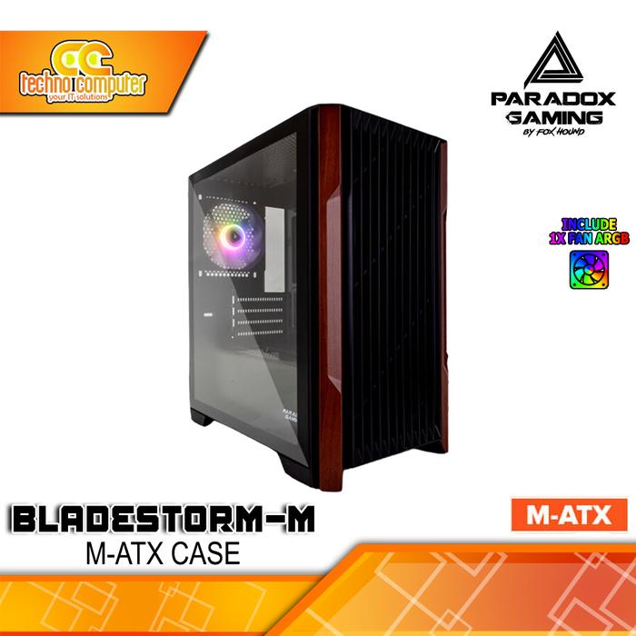 Gambar CASING PARADOX GAMING BLADESTORM-M - Mid Tower M-ATX Case Tempered Glass (Free 1x ARGB Fan) dari Techno Computer Bali Kota Denpasar Tokopedia