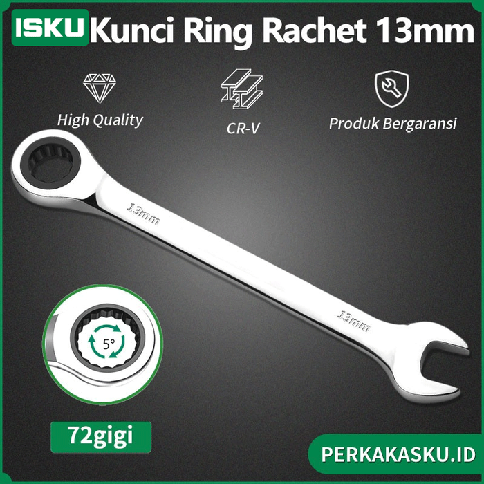 Gambar Isku Kunci Rachet 72GiGi 13MM Kunci Rachet Bolak Balik Kunci Ring Pas Rachet dari PERKAKASKU.ID TOKOPEDIA Kota Administrasi Jakarta Utara Tokopedia