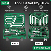 Gambar ISKU Tool Kit Set 82/61 Pcs Kunci Sok Set Shocket Set CR-V Toolkit Lengkap dengan 12pcs Soket 1/2" dan 1/4" untuk Perbaikan Rumah Mobil Motor Sepeda - Tool Kit Set 61, 24 Teeth dari PERKAKASKU.ID TOKOPEDIA Kota Administrasi Jakarta Utara 1 Tokopedia