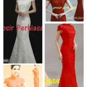 WEDDING DRESS / BAJU AKAD NIKAH / LONG DRESS PUTIH / GAUN FULL BROKAT