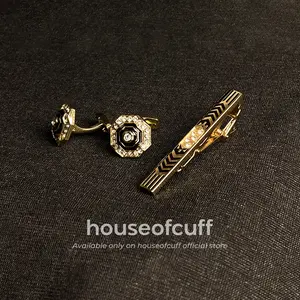 Houseofcuff cufflinks & jepit dasi pin tie set warna gold X002