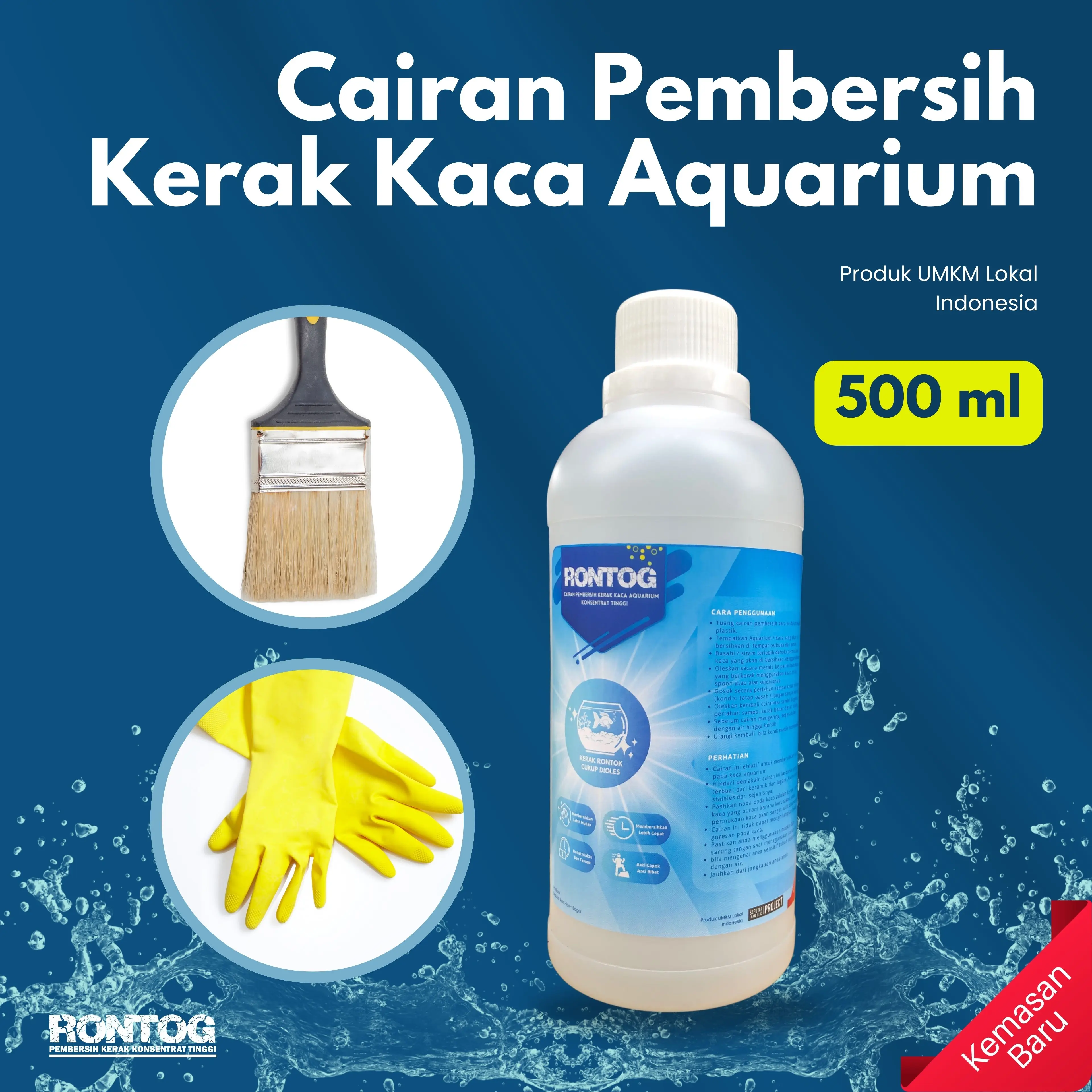 OBAT PEMBERSIH KERAK KACA AQUARIUM MEMBANDEL KONSENTRAT TINGGI - RONTOG 500ml