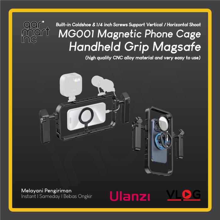Gambar ULANZI MG-001 Magnetic Phone Cage 2 Grip Rigging Vlogging Kit Set Stabilizer with Dual Sided Magnet for Smartphone (Metal Frame Rig HP with Multiple Mounting MG 001) Universal Design for Phonegraophy dari garmart Kota Administrasi Jakarta Barat Tokopedia