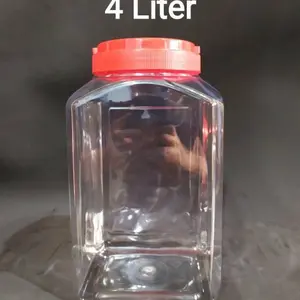 READY!!! Toples Plastik 4 Liter Kotak Tutup Merah 12 Pcs Kue Cemilan Ikan