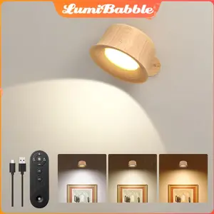 READY!!! Lampu Dinding 360° Bola Magnetik Putar LED Sconces USB Dapat Diisi Ulang Pengendalian Sentuh Terangkat Tanpa Kabel Lampu Baca Dipasang di Dinding