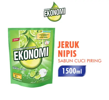 EKONOMI Power Liquid Sabun Cuci Piring Jeruk Nipis Pouch 1500ml