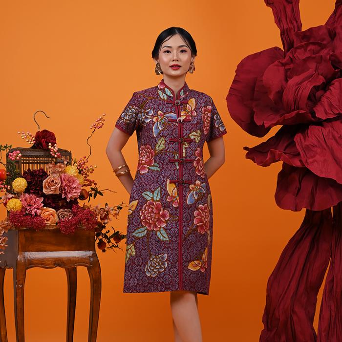 Gambar NONA RARA - Laura Encim CNY D0514, Baju kerja dress batik wanita modern - XS dari Nona Rara Batik Kota Administrasi Jakarta Timur Tokopedia