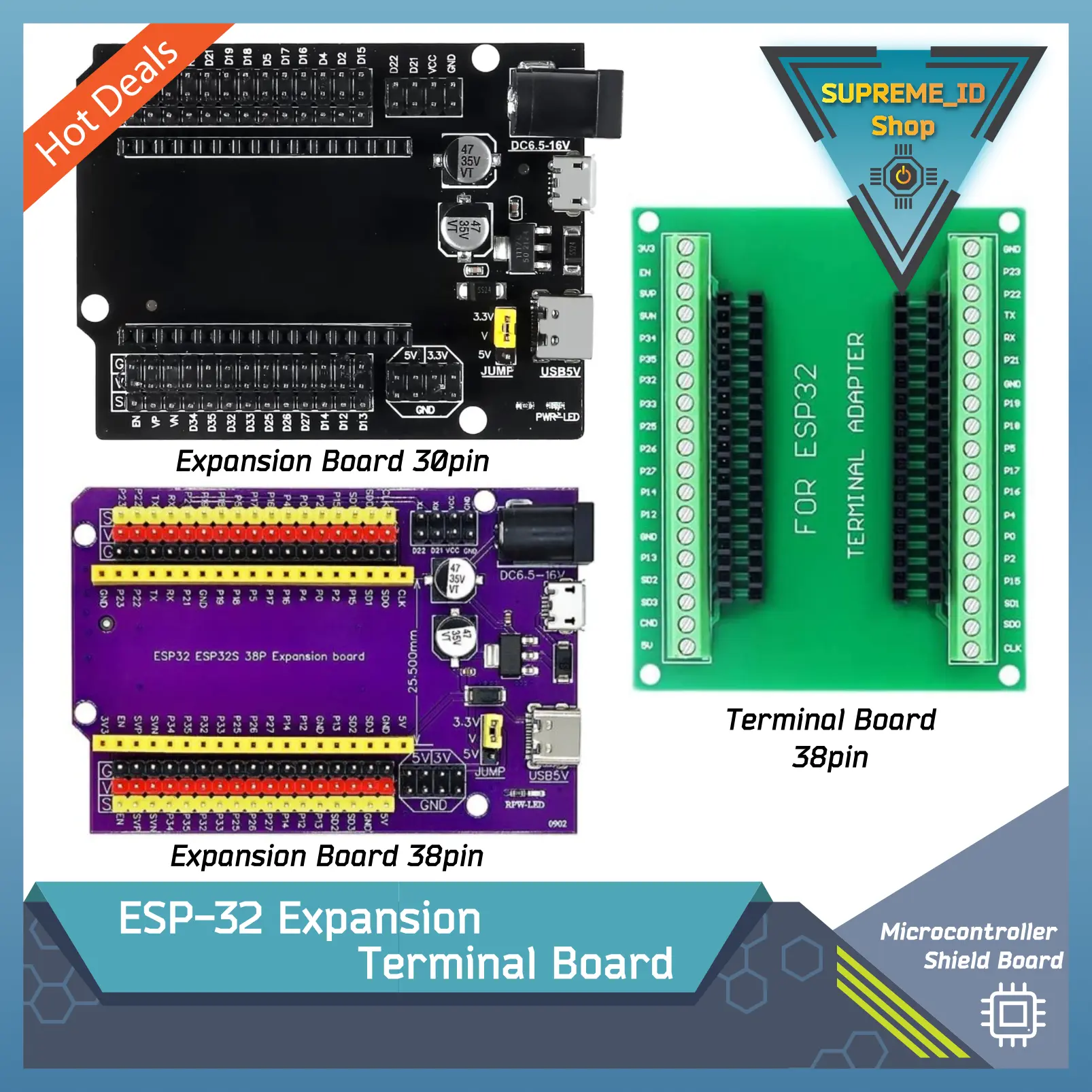 ESP32 ESP-32 Wireless Wifi Bluetooth Microcontroller Expansion Terminal Shield Dev Board Devkit Adapter 38 pin 30 pin GPIO
