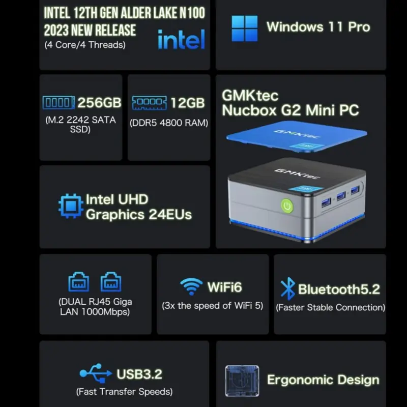 Mini PC Intel Twin Lake N150 GMKTEC G2 PLUS 12GB RAM DDR5 256 SSD NVME DUAL LAN - Win 11 pro Garansi 1 tahun 3