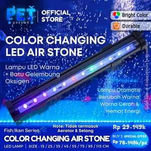LED AirStone Aquarium Lampu Celup Batu Gelombang Oksigen Aerator Akuarium Ikan
