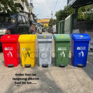 READY STOK KHUSUS KARGO Tempat Sampah Injek 50 LITER BIO EARTH GREEN LEAF - 2160