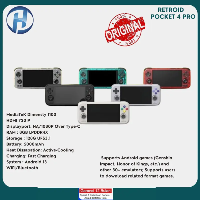 Retroid Pocket 4 / 4 Pro Android dimensty Handheld Retro Game Console 0