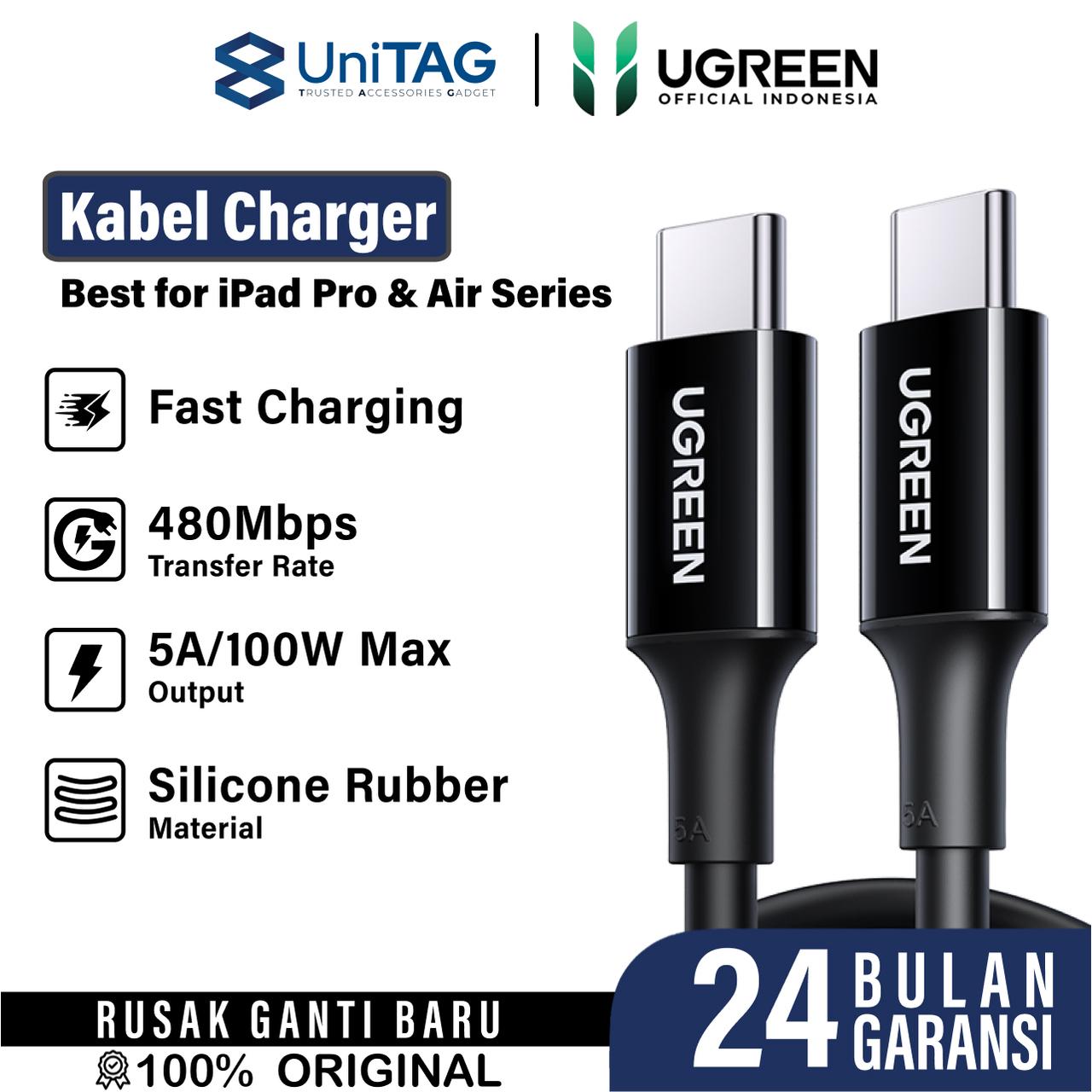 UGREEN Kabel Charger USB C - USB C 100W Braided 2m - Black L512 45064-1