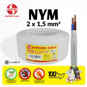 SUPREME CABLE - Kabel Listrik Inti Ganda Tembaga Murni - NYM 2 x 1.5 mm 50m