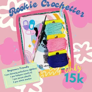 (Official) Paket Rajut Pemula + Benang Polycherry/Polyester - Starter Kit Crochet