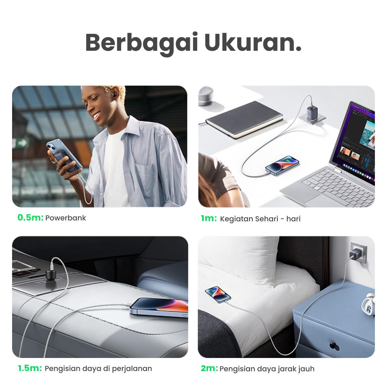 UGREEN Kabel Charger USB C - USB C 100W Braided 1.5m - Space Gray US316 70428