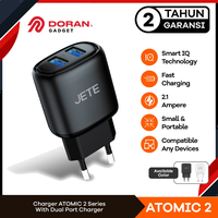 Gambar Batok Charger JETE Atomic 2 Dual USB Output 2.1A Free Kabel Charger - Hitam, Micro dari Doran Gadget Store Kota Administrasi Jakarta Pusat 1 Tokopedia