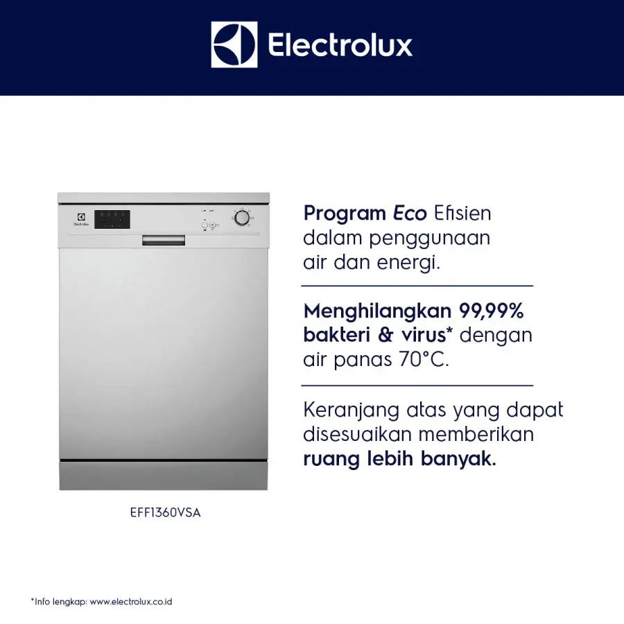 Electrolux Dishwasher Freestanding 60cm UltimateCare 100 EFF1360VSA / EFF 1360VSA / EFF 1360 VSA