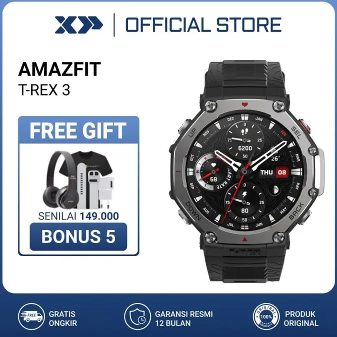 Tercepat Amazfit T-Rex Pro Smartwatch Military Grade SpO2 GPS - Garansi Resmi Terviral 1