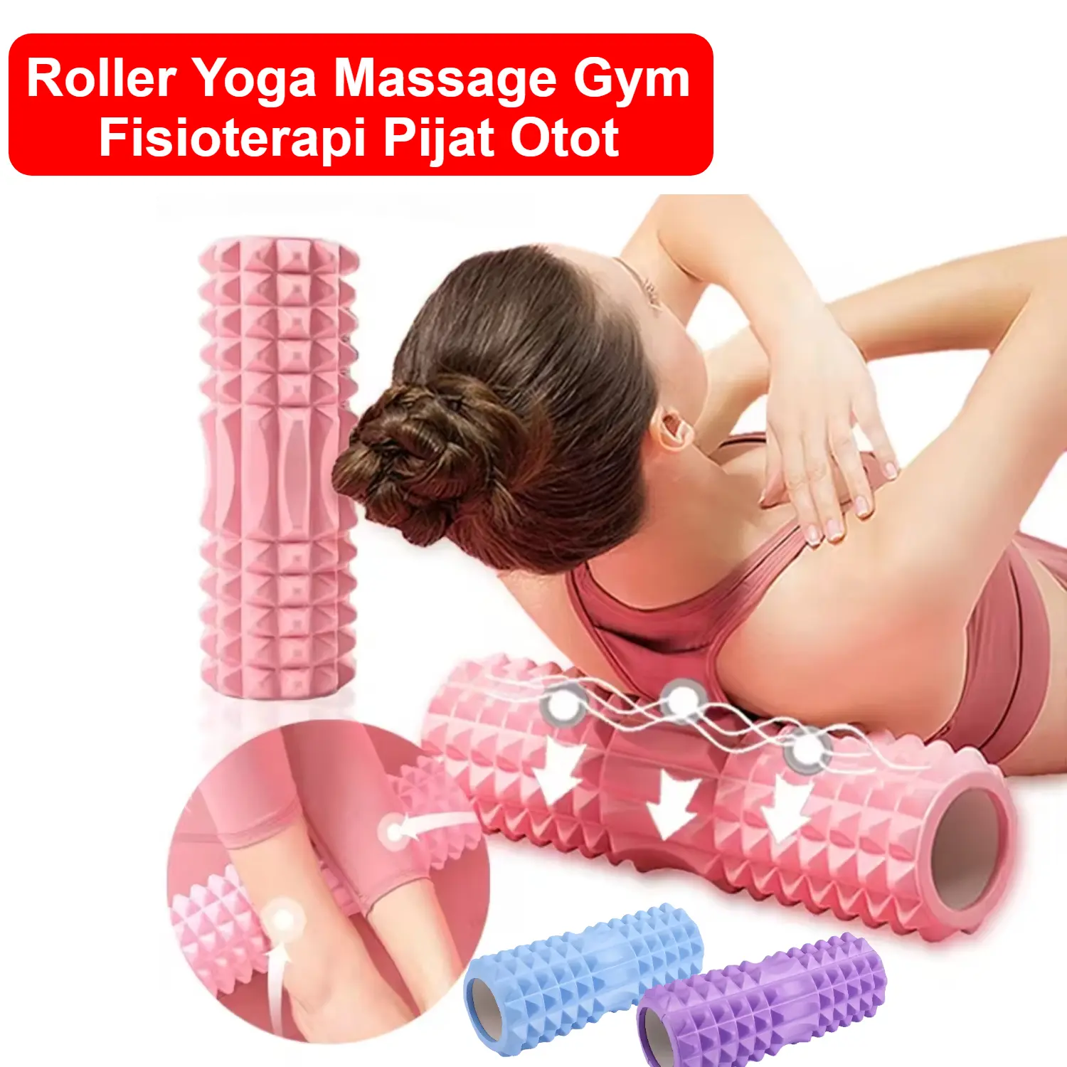 Sport Foam Roller Yoga Fisioterapi Alat Pijat Otot Foam Massage Gym Hollow Column / Alat Bantu Pelangsing