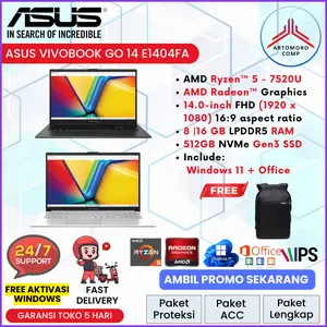 ASUS VIVOBOOK GO 14 E1404FA RYZEN 5 7520 8GB 512GB W11+OHS 14.0FHD IPS