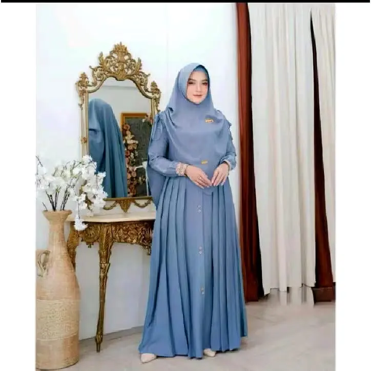 Gamis Wanita Jumbo Modern Model Kombinasi Terbaru Set Khimar syari