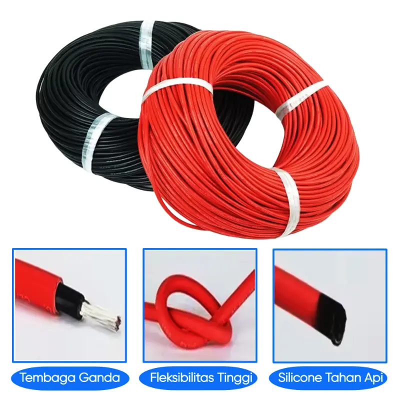 1 Meter Kabel Tembaga AWG 4 5 7 9 10 11 12 14 16 Silicone Cable Listrik Extra Soft Temperature Resistant Wire