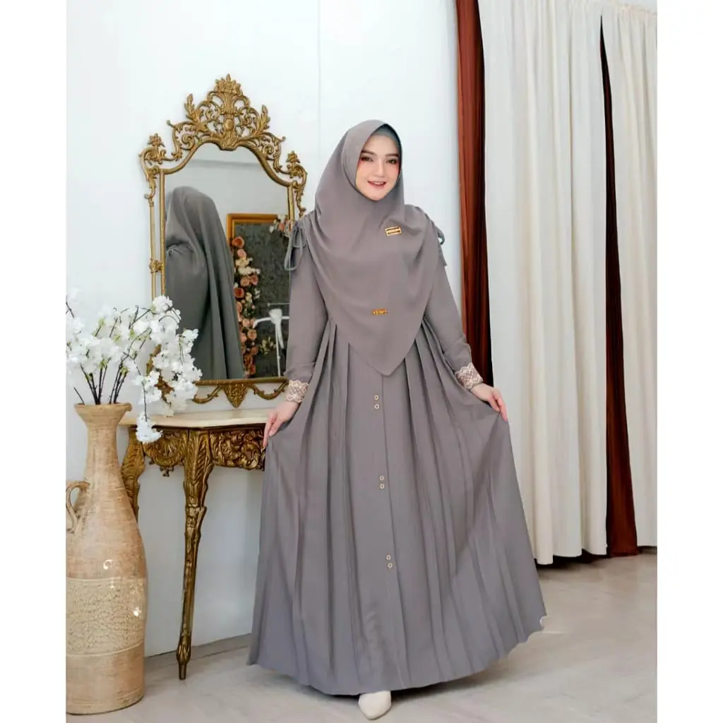 Baju Gamis Setelan Syari Wanita Set Hijab Crinkle Premium M-L-XL-XXL