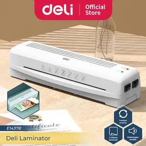 New Deli Laminator Mesin Laminating A4 80-125 Mic Laminasi Hot & Cold Foto Dokumen E14378 Berkualitas