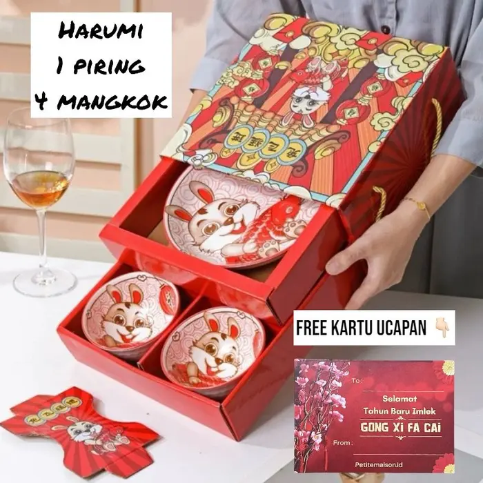 Gambar Harumi Japanese Bowl set mangkok keramik motif gambar kelinci dari petite maison indonesia Kota Administrasi Jakarta Utara 4 Tokopedia