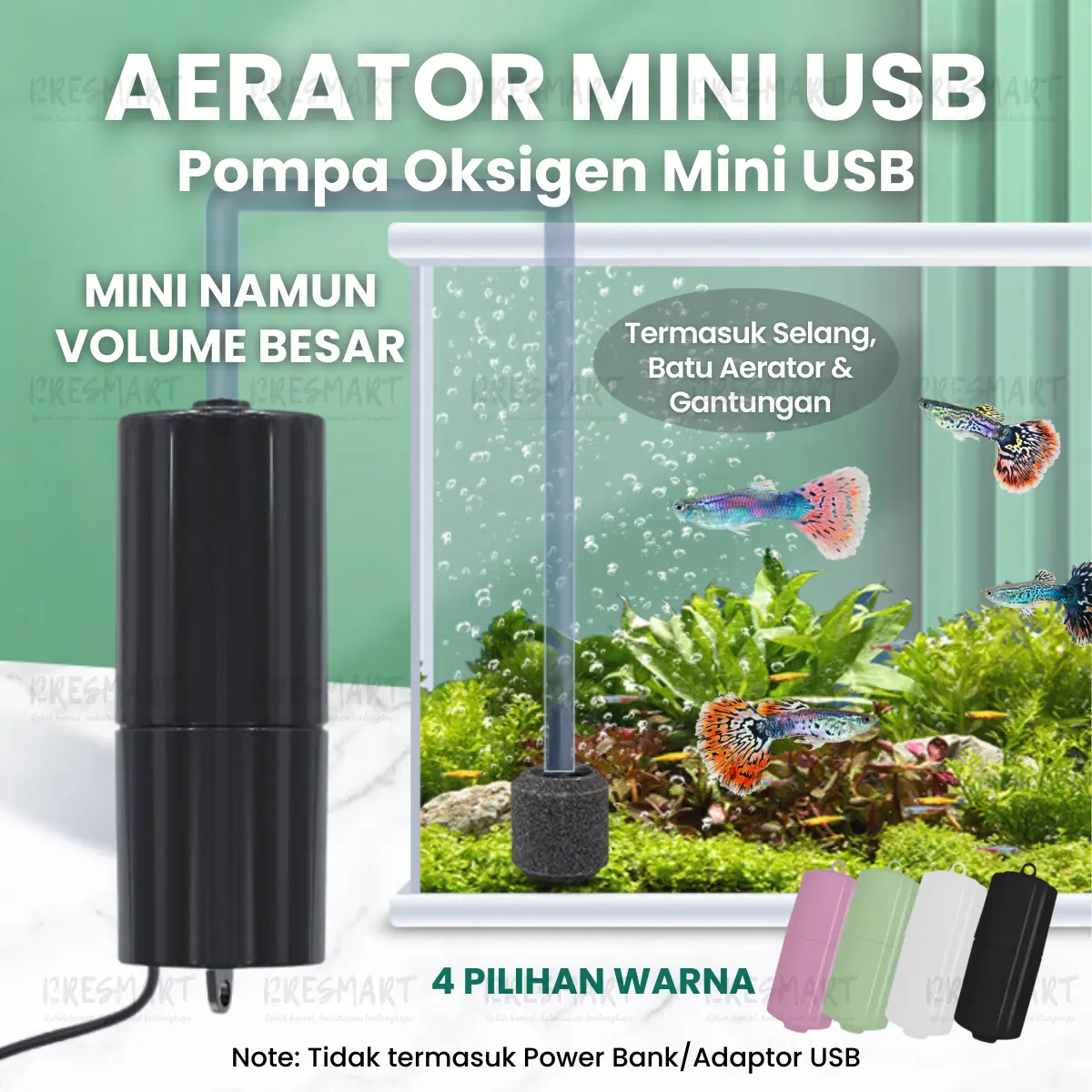 Portable Aerator USB Mini Air Pump Mesin Airator Pompa Oksigen Aquarium Akuarium Gelembung Udara Mancing Ikan