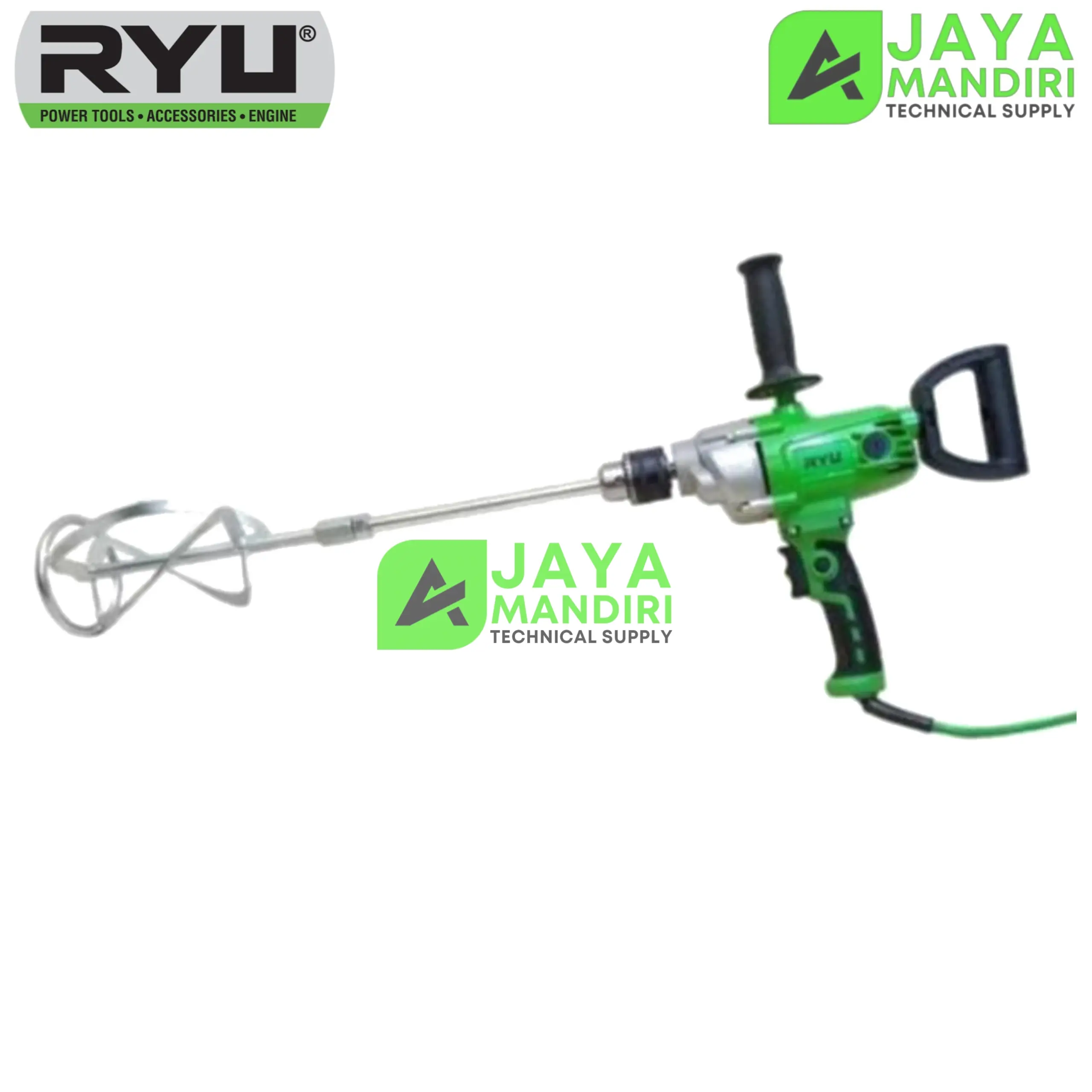 Ryu Mesin Pengaduk Cat & Semen RED16RE 16mm 950W 1200rpm Soft Start Handle Nyaman untuk Adonan Semen dan Cat