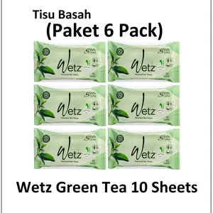 tisu basah wetz green tea 10 sheets (paket 6 pack) Tissue Wipes