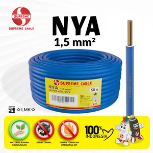 SUPREME CABLE - Kabel Listrik Tunggal Tembaga Murni - NYA 1.5 mm 50m