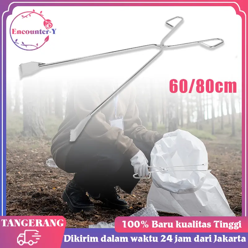 Jepitan Sampah Panjang 80cm Capitan Sampah Panjang Stainless Alat Ambil Sampah Alat Penjepit Sampah