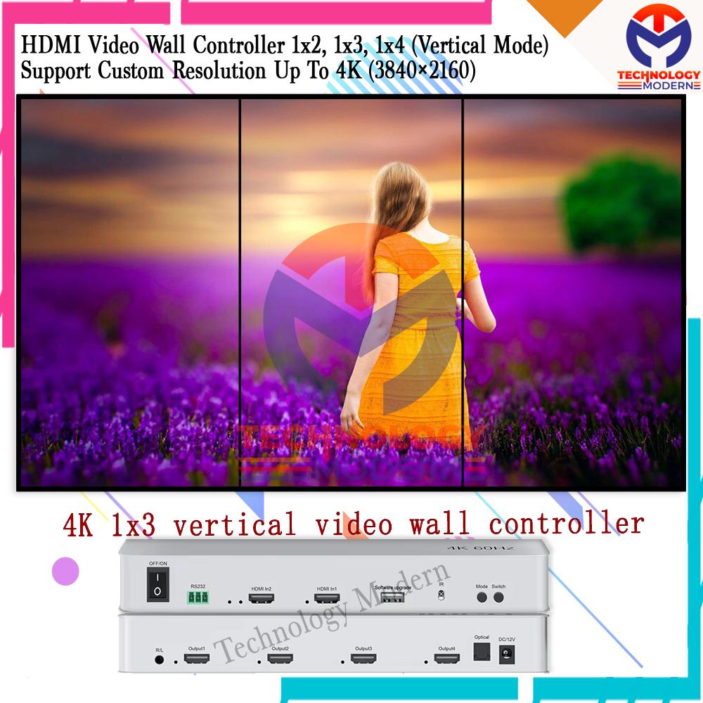 4K HDMI Video Wall Controller 1x2, 1x3, 1x4 (Vertical Mode) 3840x2160