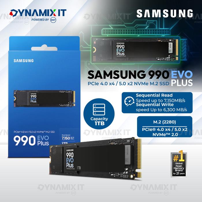 Gambar Samsung SSD 990 Evo Plus M2 PCIe NVMe 2.0 Gen 4.0 x4 / 5.0 x2 1TB dari DYNAMIX IT Kota Surabaya Tokopedia