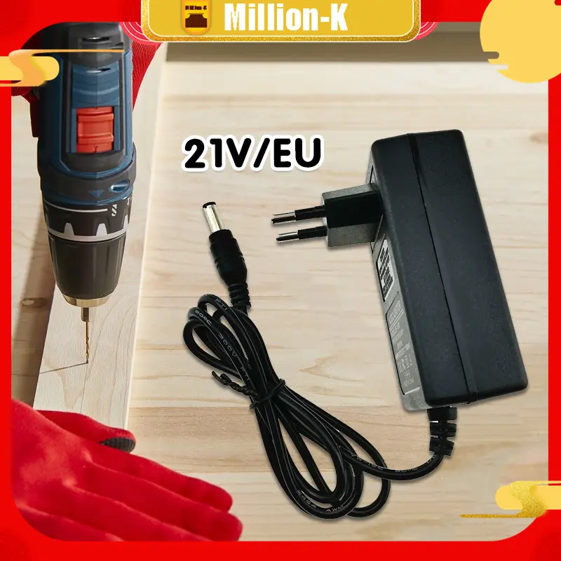 Adapter Charger Baterai 21V 1A Adaptor Mesin Bor Impact Gerinda Mesin Bor Cordless Drill