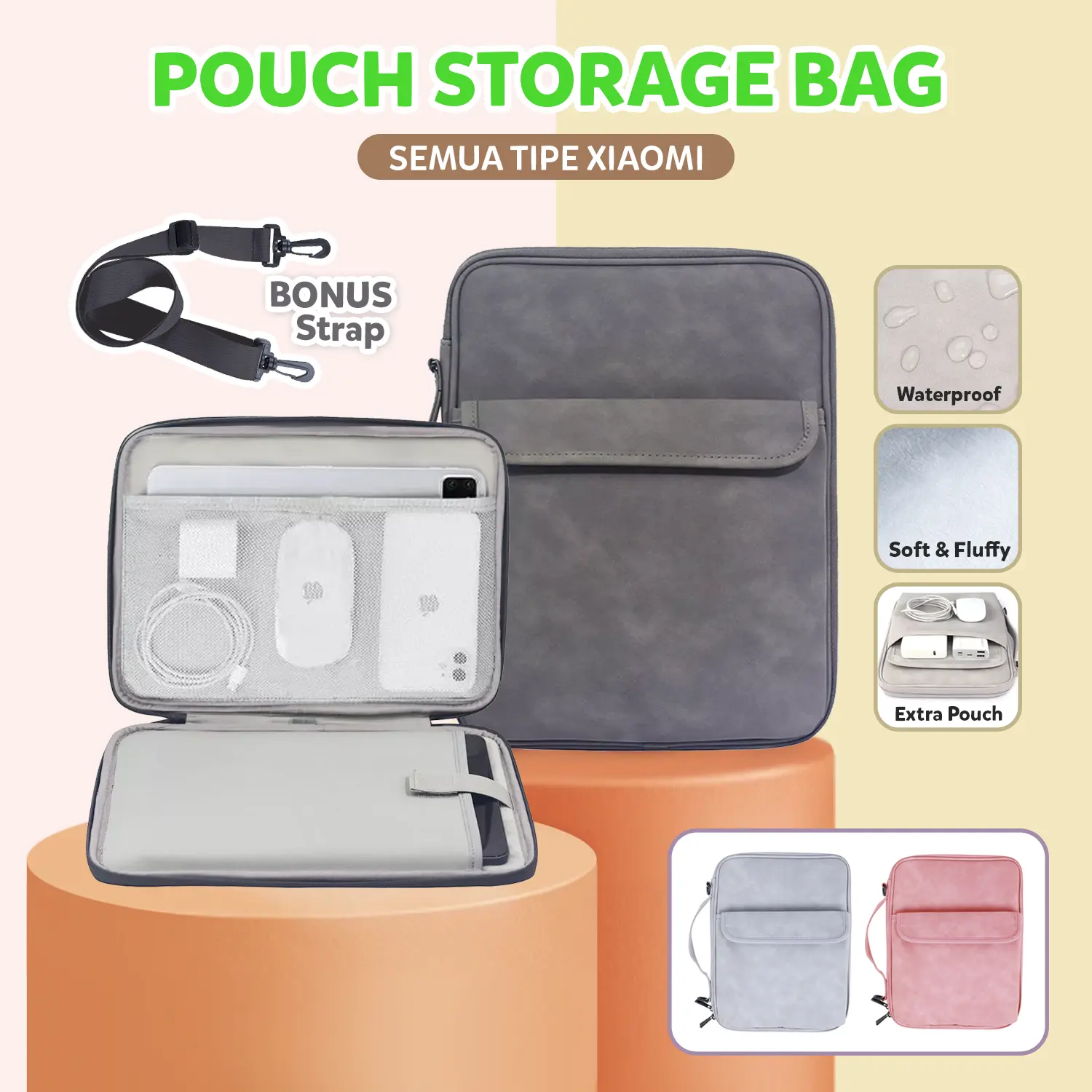 PELINDUNG / COVER for Tablet Bag Untuk Xiaomi Redmi Pad SE / Pro / Pad 5 6 6S Pro Sleeve Storage Pouch with Handle PU Leather Tas Penyimpan Barang Praktis